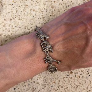 Sterling silver "jungle animals" bracelet - 6.5 inch circumference